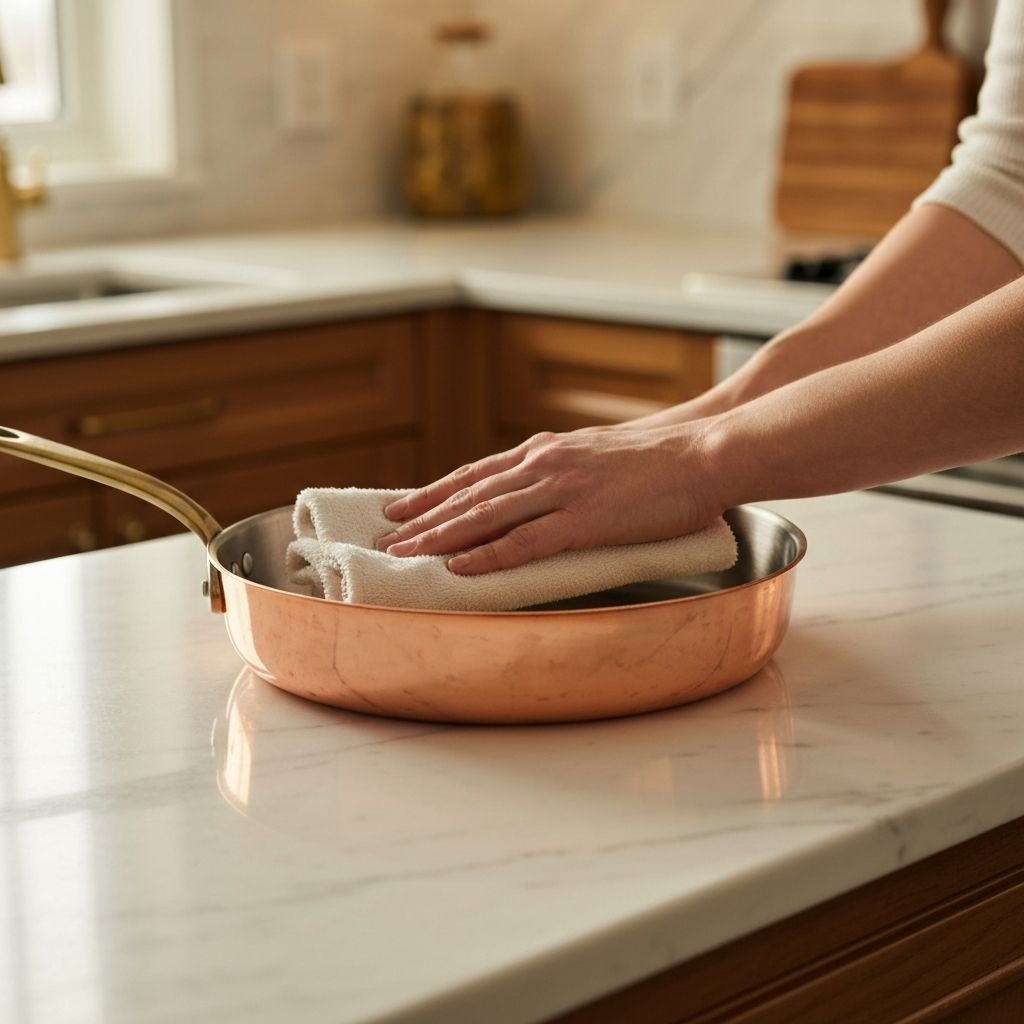 Polishing premium copper cookware to a showroom shine