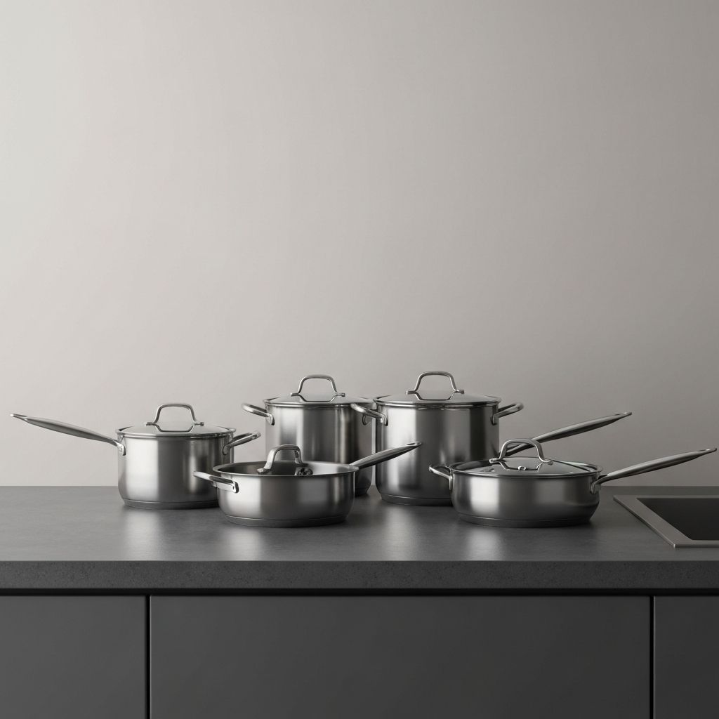 Williams Sonoma Open Kitchen tri-ply stainless steel cookware set