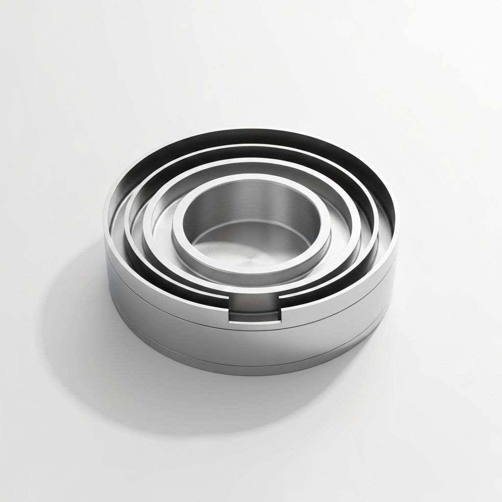 Cross-section of 5-ply cookware construction showing bonded metal layers