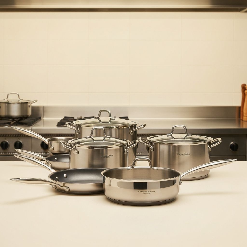 Williams Sonoma Thermo-Clad stainless steel cookware set handcrafted in Italy